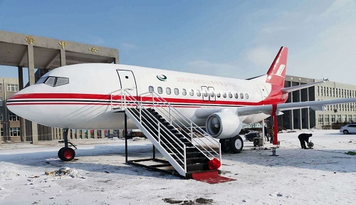 沈陽法庫職業技術學校20米飛機空乘模擬實訓艙安裝完工照片效果